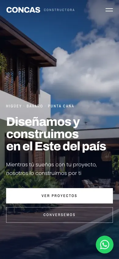 Web de Constructora Concas en un celular