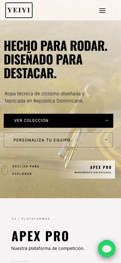 Web de YEIYI Ciclismo en un celular
