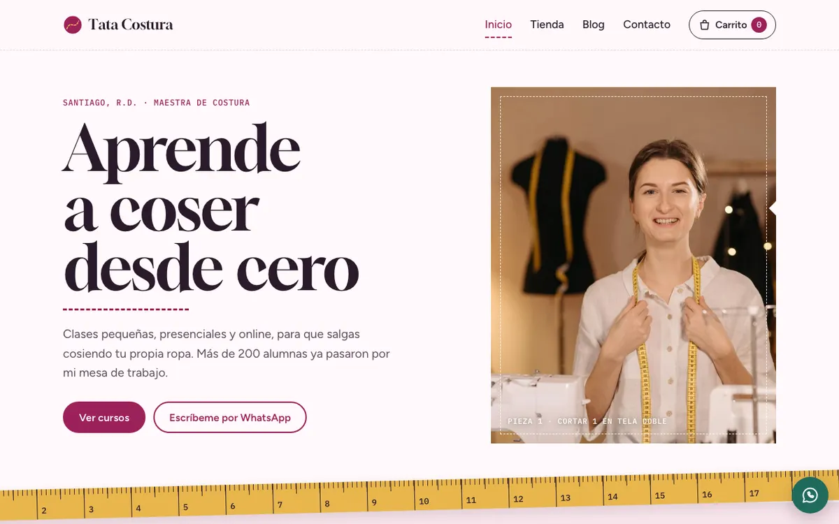 Web de Tata Costura en una computadora